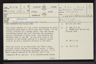 Dalmichy, NC51SE 5, Ordnance Survey index card, page number 1, Recto