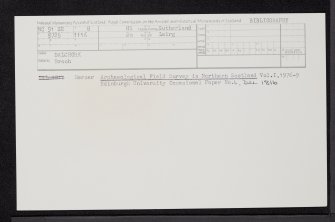 Dalchork, NC51SE 8, Ordnance Survey index card, Recto