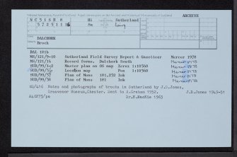 Dalchork, NC51SE 8, Ordnance Survey index card, Recto