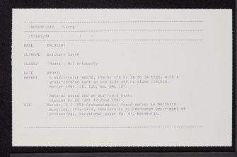 Dalmichy, NC51SE 49, Ordnance Survey index card, Recto