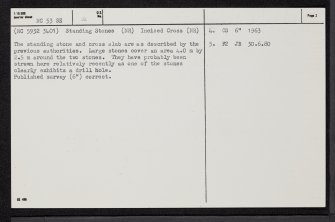 Klibreck, Cross-Slab, NC53SE 4, Ordnance Survey index card, page number 2, Verso