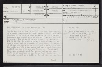Caisteal Bharraich, NC55NE 1, Ordnance Survey index card, page number 1, Recto