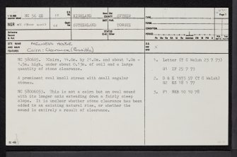 Melness House, NC56SE 12, Ordnance Survey index card, page number 1, Recto