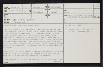 Lettie's Grave, NC60NE 1, Ordnance Survey index card, page number 1, Recto