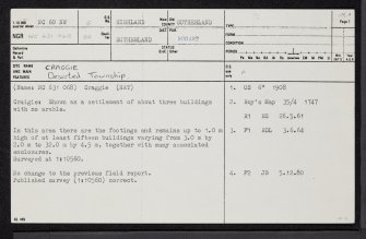 Craggie, NC60NW 5, Ordnance Survey index card, page number 1, Recto