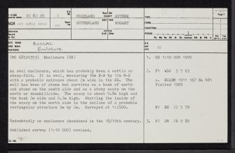 Rossal, NC60SE 3, Ordnance Survey index card, page number 1, Recto