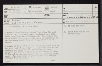 Rossal, NC60SE 6, Ordnance Survey index card, page number 1, Recto