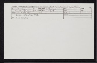 Loch Cracail Mor, NC60SW 2, Ordnance Survey index card, Recto