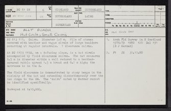 Allt Ruadh, NC61SW 6, Ordnance Survey index card, page number 1, Recto