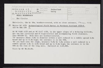 Meall Meadhonach, NC61SW 13, Ordnance Survey index card, Recto