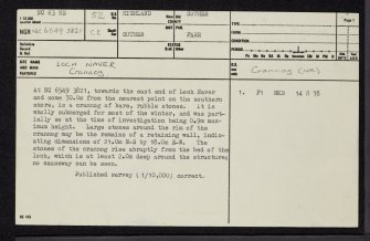 Loch Naver, NC63NE 52, Ordnance Survey index card, page number 1, Recto