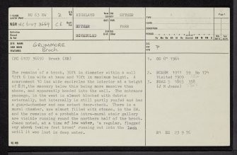 Grummore, NC63NW 2, Ordnance Survey index card, page number 1, Recto