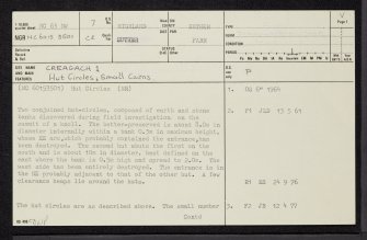 Creagach, NC63NW 7, Ordnance Survey index card, page number 1, Recto