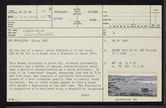 Creagach, NC63NW 12, Ordnance Survey index card, page number 1, Recto