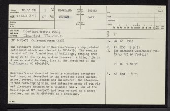 Coirenamfeuran, NC63SE 2, Ordnance Survey index card, page number 1, Recto