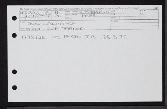 Dun Creagach 1, NC63SW 5, Ordnance Survey index card, Recto