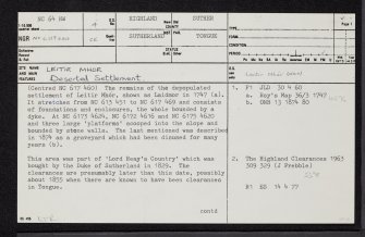 Leitir Mhor, NC64NW 4, Ordnance Survey index card, page number 1, Recto