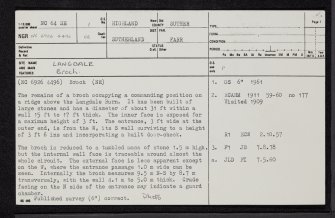 Langdale, NC64SE 1, Ordnance Survey index card, page number 1, Recto