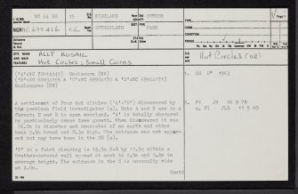 Allt Rosail, NC64SE 15, Ordnance Survey index card, page number 1, Recto