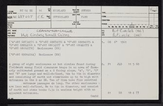 Ceann-Na-Coille, NC64SE 16, Ordnance Survey index card, page number 1, Recto