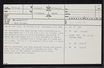 Achnantot, NC65SE 2, Ordnance Survey index card, page number 1, Recto