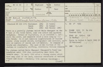 Baile Mhargaite, Bettyhill, NC66SE 3, Ordnance Survey index card, page number 1, Recto