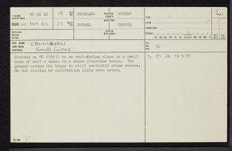 Crossburn, NC66SE 15, Ordnance Survey index card, page number 1, Recto