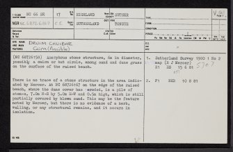 Druim Chuibhe, NC66SE 17, Ordnance Survey index card, page number 1, Recto