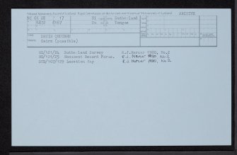 Druim Chuibhe, NC66SE 17, Ordnance Survey index card, Recto