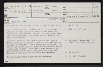 Knocarthur, NC70NE 7, Ordnance Survey index card, page number 1, Recto