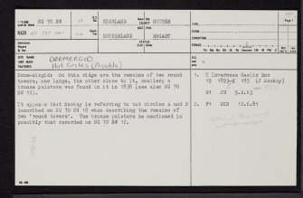 Dremergid, NC70NW 13, Ordnance Survey index card, page number 1, Recto