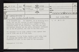 Craggiemore, NC70NW 32, Ordnance Survey index card, page number 1, Recto