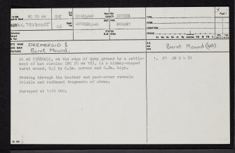 Dremergid, NC70NW 35, Ordnance Survey index card, page number 1, Recto