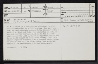 Breackue, NC70NW 53, Ordnance Survey index card, page number 1, Recto