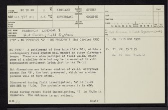 Morvich Lodge, NC70SE 11, Ordnance Survey index card, page number 1, Recto