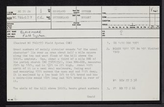 Blairmore, NC70SW 1, Ordnance Survey index card, page number 1, Recto