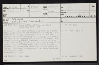 Dalmore, NC70SW 12, Ordnance Survey index card, page number 1, Recto