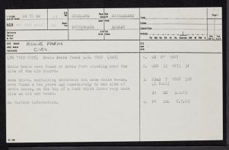 Rovie Farm, NC70SW 13, Ordnance Survey index card, page number 1, Recto