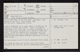 Achnagarron, NC70SW 18, Ordnance Survey index card, page number 1, Recto