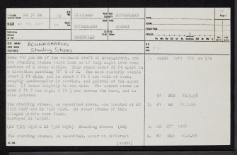 Achnagarron, NC70SW 18, Ordnance Survey index card, page number 1, Recto