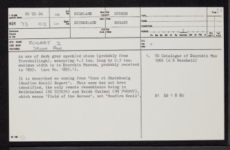 Rogart, NC70SW 38, Ordnance Survey index card, page number 1, Recto