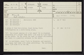 Pollie, NC71NE 11, Ordnance Survey index card, page number 1, Recto