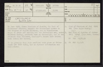 Croislach, NC71NE 28, Ordnance Survey index card, page number 1, Recto