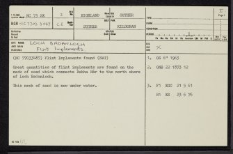 Loch Badanloch, NC73SE 2, Ordnance Survey index card, page number 1, Recto