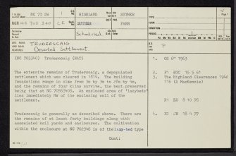 Truderscaig, NC73SW 1, Ordnance Survey index card, page number 1, Recto