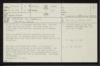 Leathad An Daraich, NC73SW 11, Ordnance Survey index card, page number 1, Recto