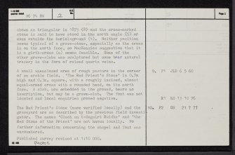 Red Priest's Stone, Skail, NC74NW 2, Ordnance Survey index card, page number 2, Verso