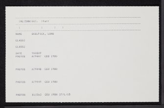 Skelpick, Long, NC75NW 7, Ordnance Survey index card, Recto