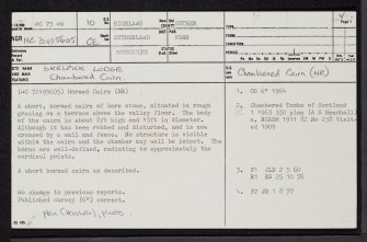 Skelpick Lodge, NC75NW 10, Ordnance Survey index card, page number 1, Recto