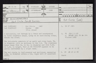 Achcheargary, NC75NW 19, Ordnance Survey index card, page number 1, Recto